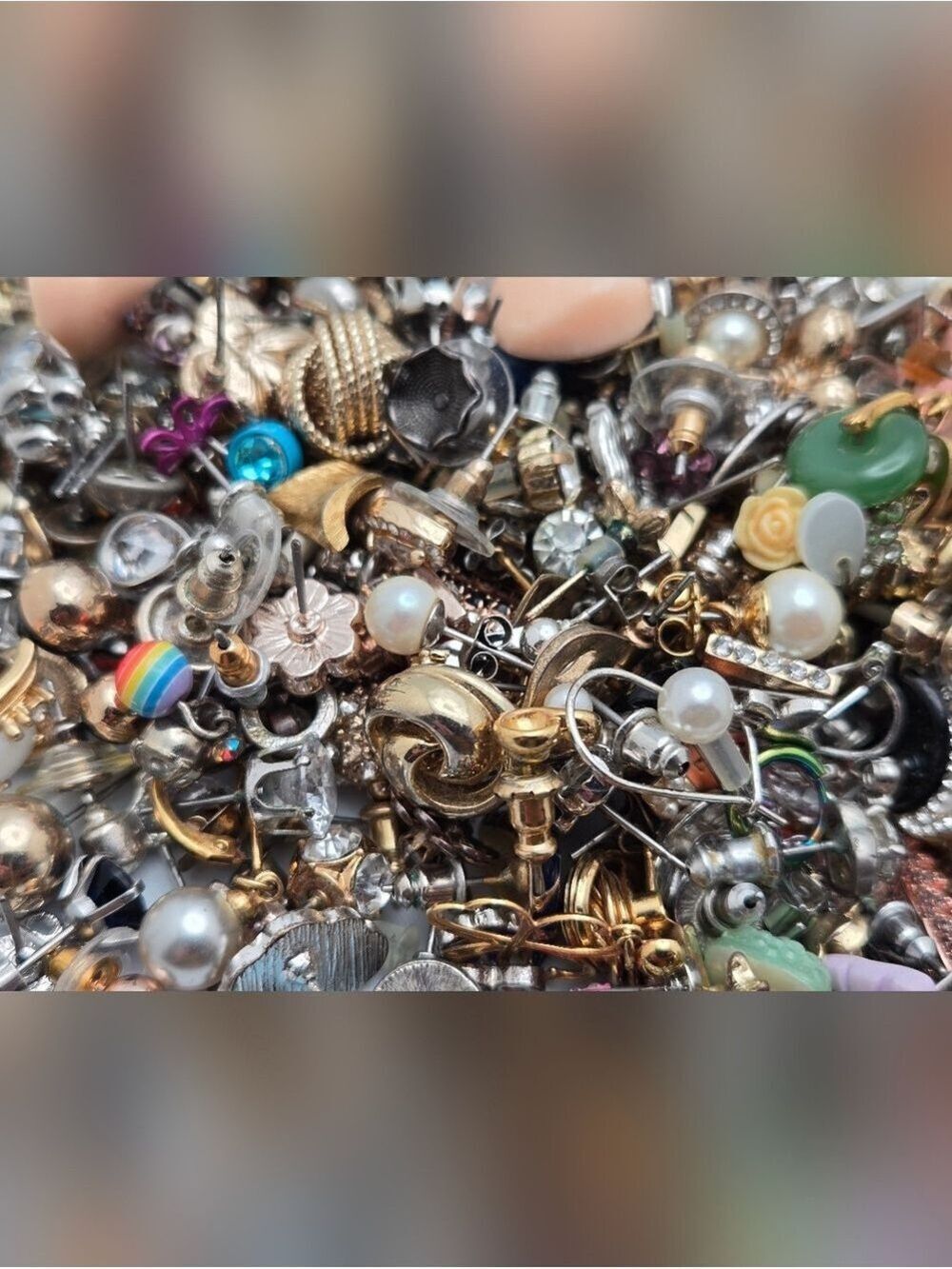 Lot Stud Earrings 2 lbs Jewelry  Faux Pearls DIY Craft Bundle - Picture 3 of 10